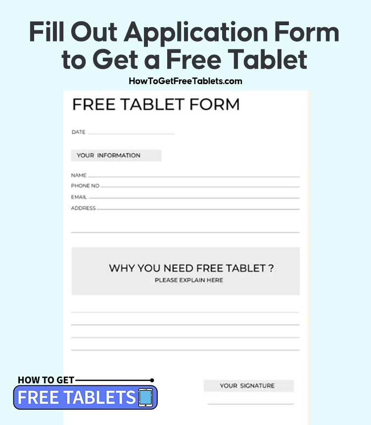 Application Form for Free government Tablets