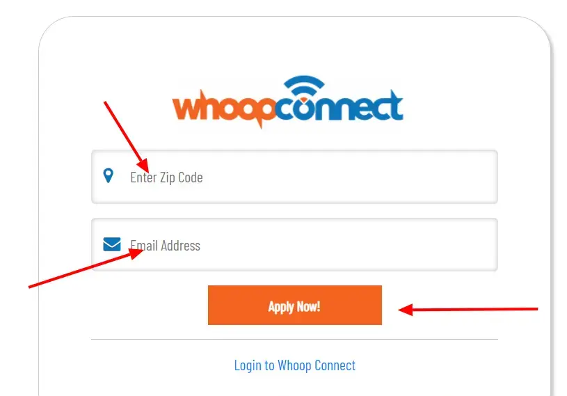 Whoop Connect Enter Zip Code